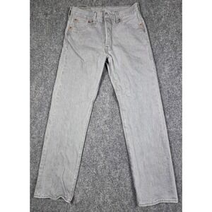 Levi's 501 Original Fit Jeans Mens 30x32 Grey Straight Leg Button Fly Denim‎